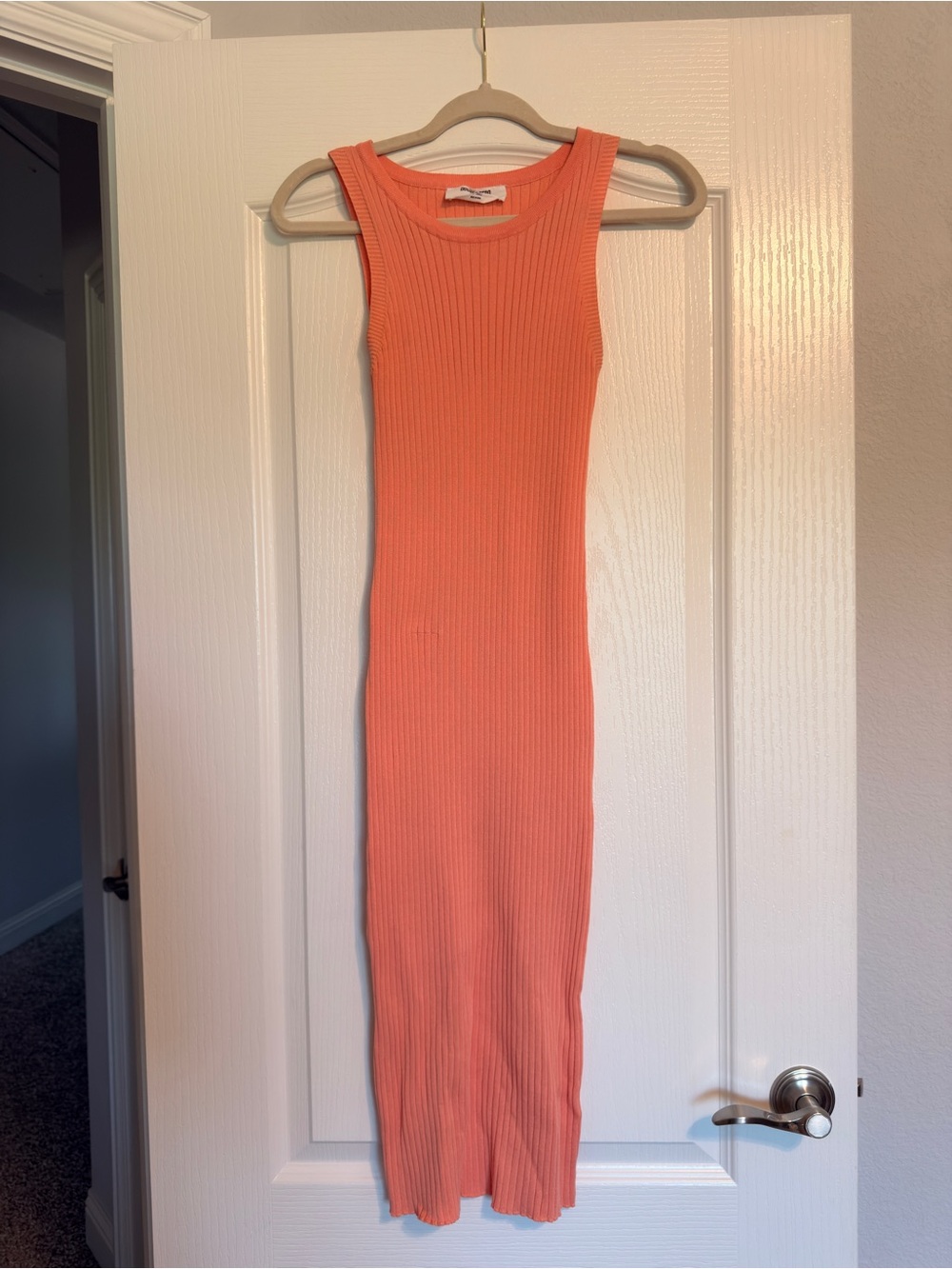 Double Zero Coral Ribbed Sleeveless Midi Dress